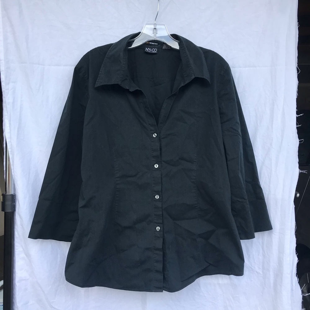 Black XL women’s button up long sleeve City Stretch NY&CO shirt